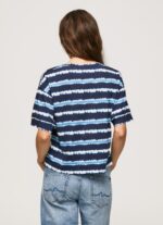 Women Dulwich Pepe Jeans Faded-Striped Cotton T-Shirt 60J40413 - Image 4
