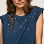Women Dulwich Pepe Jeans Marbled Armhole-Sleeved T-Shirt 60J40406