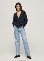 Women Dulwich Pepe Jeans Openwork Cardigan With V Neckline 60J40239 - Image 2