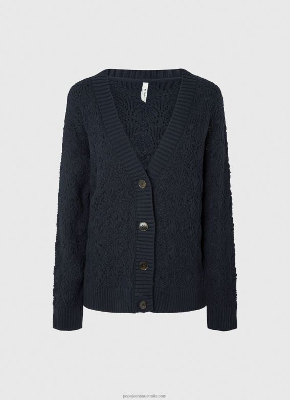 Women Dulwich Pepe Jeans Openwork Cardigan With V Neckline 60J40239 - Image 5