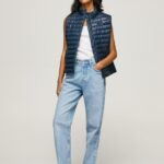 Women Dulwich Pepe Jeans Rubber Patch Logo Padded Waistcoat 60J40118