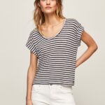 Women Dulwich Pepe Jeans Striped Print T-Shirt 60J40458