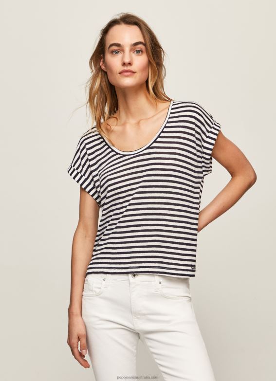 women_dulwich_pepe_jeans_striped_print_t_shirt_60j40458.jpg Women Dulwich Pepe Jeans Striped Print T-Shirt 60J40458 - Image 1