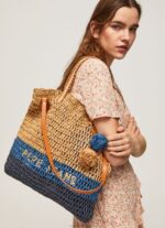 Women Dulwich Pepe Jeans Woven Straw Tote Bag 60J40745