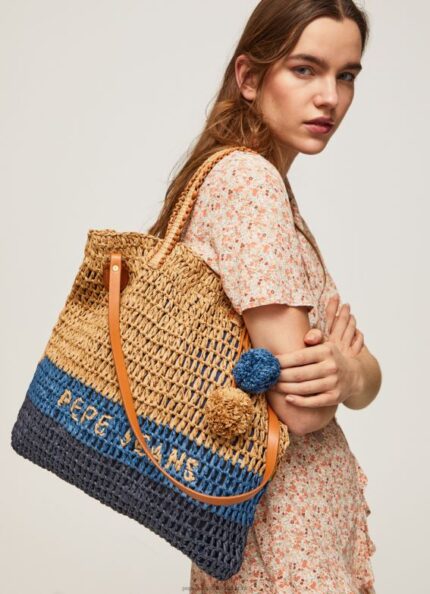 Women Dulwich Pepe Jeans Woven Straw Tote Bag 60J40745