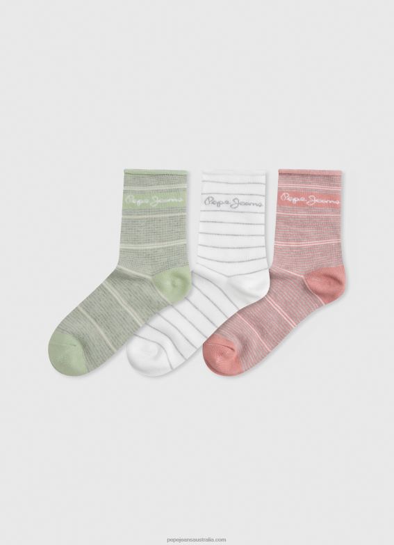 women_ecru_pepe_jeans_3pack_striped_socks_60j40565.jpg Women Ecru Pepe Jeans 3Pack Striped Socks 60J40565 - Image 1