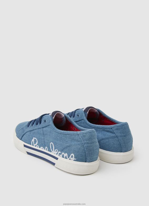 Women Factory Blue Pepe Jeans Basic Brady Denim Sneakers 60J40633 - Image 4