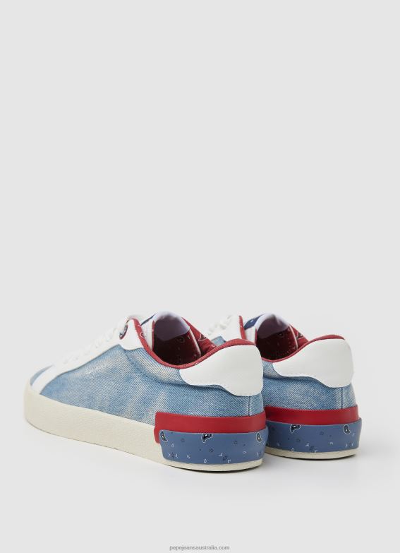 Women Factory Blue Pepe Jeans Kenton Denim Canvas Sneakers 60J40627 - Image 4