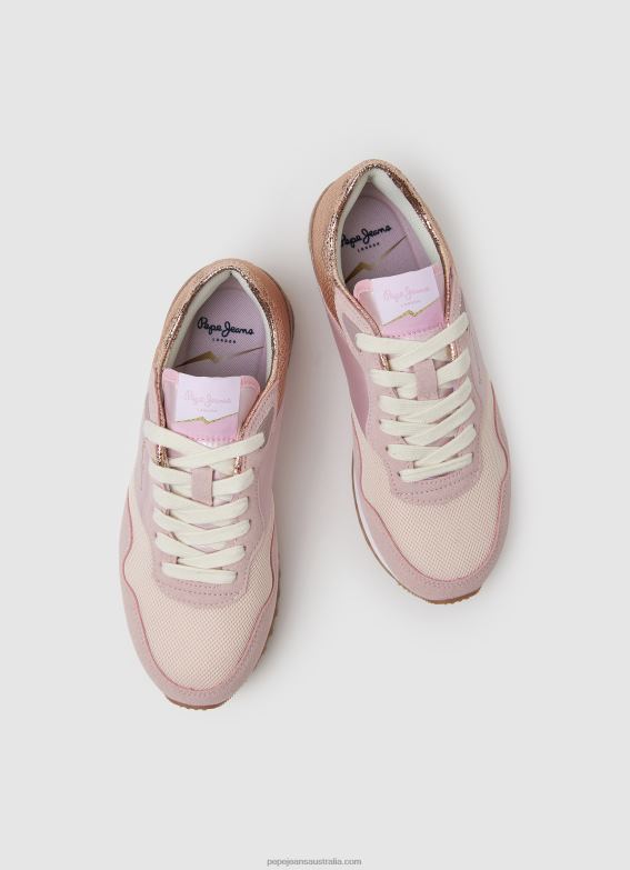 Women Factory Pink Pepe Jeans London Troy Combined Sneakers 60J40589 - Image 2