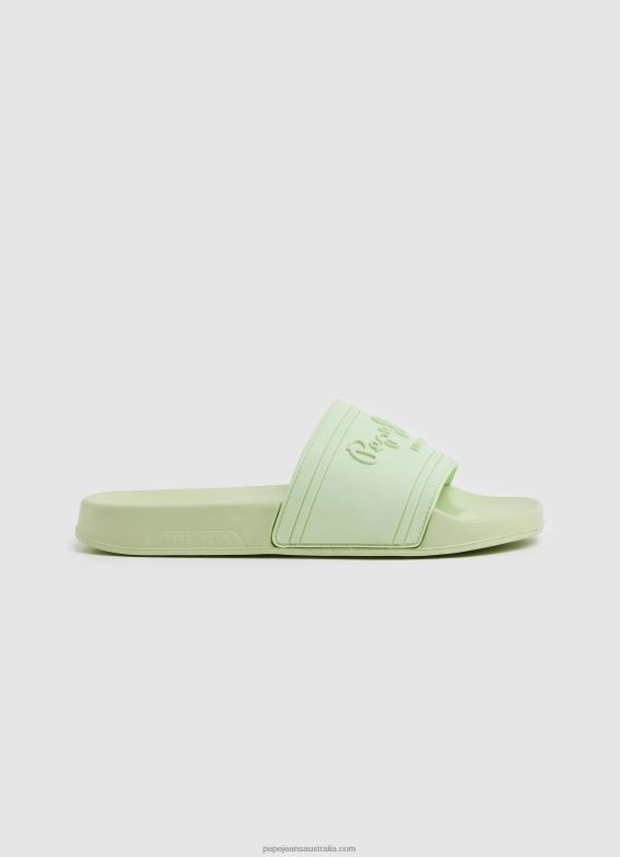 Women Fresh Green Pepe Jeans Slider Logo Beach Flip Flops 60J40688 - Image 1