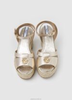 Women Gold Pepe Jeans Taffy Night Leather Sandals 60J40646 - Image 2