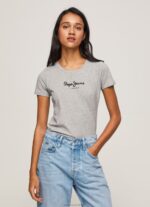 Women Grey Marl Pepe Jeans Basic Logo T-Shirt 60J40401
