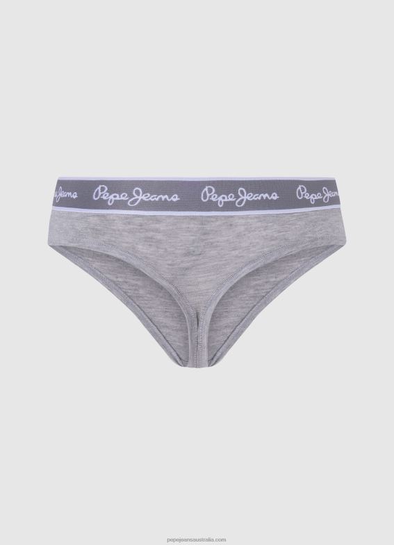 Women Grey Marl Pepe Jeans Classic Thong With Printed Logo 60J40545 - Image 2