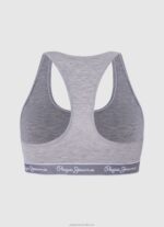 Women Grey Marl Pepe Jeans Cotton Sports Bra 60J40544 - Image 2