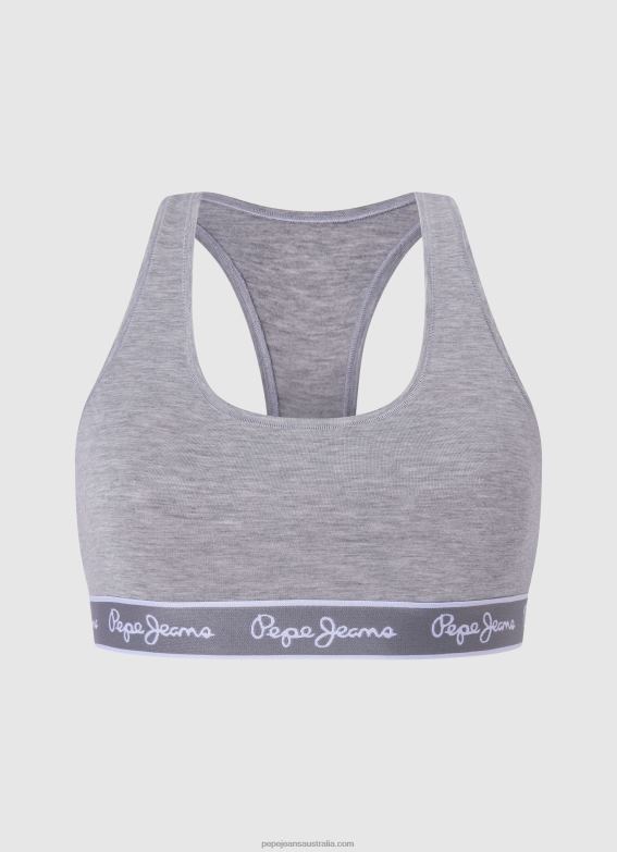 women_grey_marl_pepe_jeans_cotton_sports_bra_60j40544.jpg Women Grey Marl Pepe Jeans Cotton Sports Bra 60J40544 - Image 1