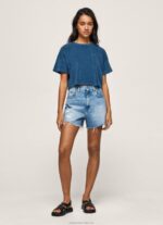 Women Jarman Pepe Jeans Cropped Fit Velvet T-Shirt 60J40461 - Image 2