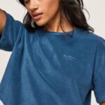 Women Jarman Pepe Jeans Cropped Fit Velvet T-Shirt 60J40461