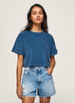 Women Jarman Pepe Jeans Cropped Fit Velvet T-Shirt 60J40461 - Image 3
