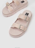 Women Light Pink Pepe Jeans Pola Park Double Buckle Sandals 60J40669 - Image 3