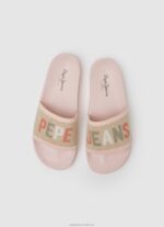 Women Light Pink Pepe Jeans Slider Knit Beach Flip Flops 60J40693 - Image 2