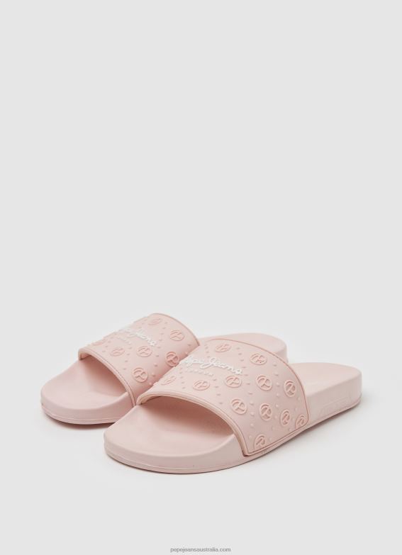 Women Light Pink Pepe Jeans Slider Plain Beach Flip Flops 60J40689 - Image 3