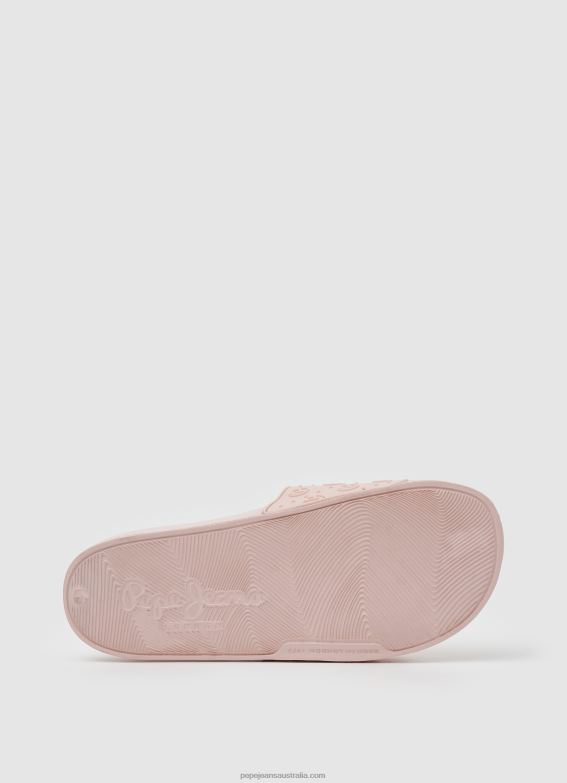 Women Light Pink Pepe Jeans Slider Plain Beach Flip Flops 60J40689 - Image 5