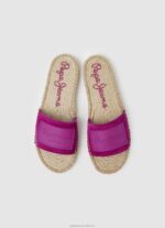 Women Light Plum Pepe Jeans Siva Berry Leather Sandals 60J40680 - Image 2