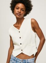 Women Mousse Pepe Jeans Combined Fabric Waistcoat 60J40346 - Image 3