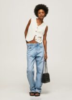 Women Mousse Pepe Jeans Combined Fabric Waistcoat 60J40346 - Image 5
