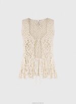 Women Mousse Pepe Jeans Macrame Waistcoat With Fringes 60J40135 - Image 5