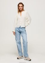 Women Mousse Pepe Jeans Mao Collar Cotton Dobby Blouse 60J40362 - Image 2
