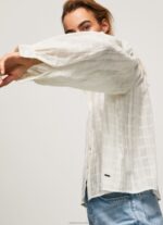 Women Mousse Pepe Jeans Mao Collar Cotton Dobby Blouse 60J40362 - Image 3