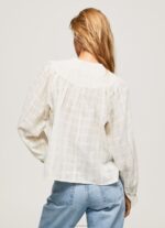 Women Mousse Pepe Jeans Mao Collar Cotton Dobby Blouse 60J40362 - Image 4