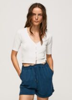 Women Mousse Pepe Jeans Ribbed Cardigan Shirt 60J40383