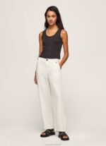 Women Mousse Pepe Jeans Straight Trousers In Flowy Fabric 60J40311
