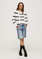 Women Mousse Pepe Jeans Striped Pattern Openwork Cardigan 60J40252 - Image 2