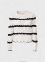 Women Mousse Pepe Jeans Striped Pattern Openwork Jersey 60J40251 - Image 5