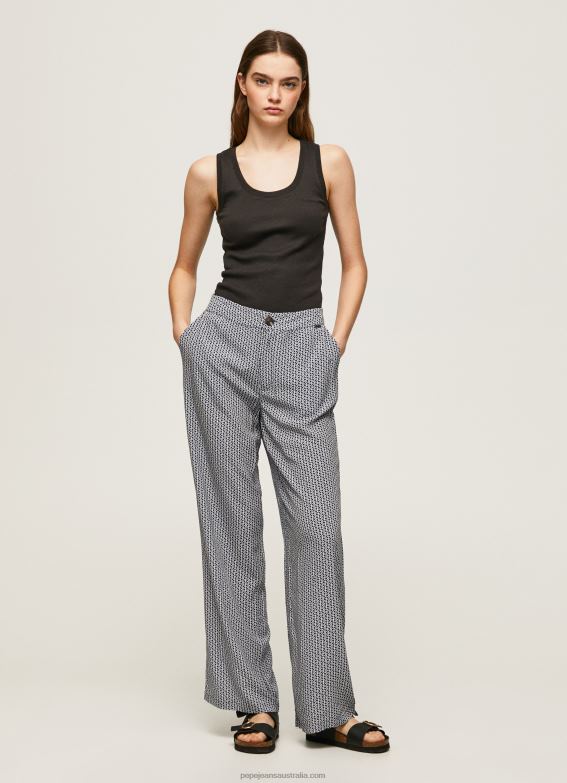 women_multi_pepe_jeans_all_over_logo_printed_trousers_60j40307.jpg Women Multi Pepe Jeans All Over Logo Printed Trousers 60J40307 - Image 1