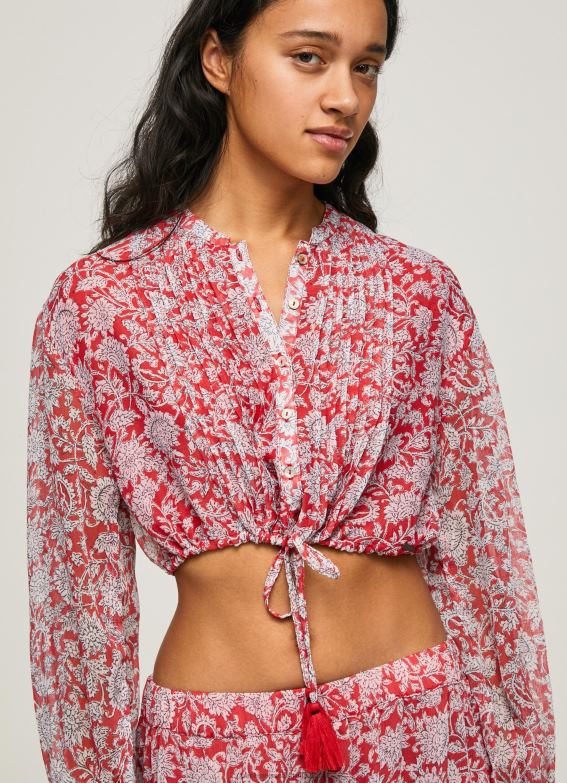 Women Multi Pepe Jeans Floral Print Cropped Fit Blouse 60J40363 - Image 3