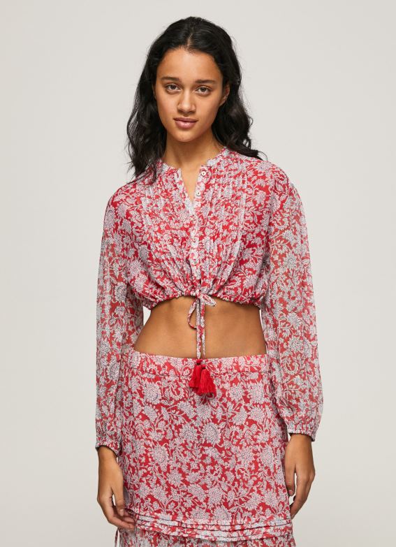 women_multi_pepe_jeans_floral_print_cropped_fit_blouse_60j40363.jpg Women Multi Pepe Jeans Floral Print Cropped Fit Blouse 60J40363 - Image 1