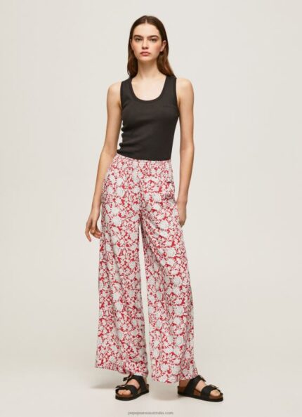 Women Multi Pepe Jeans Floral Print Wide Trousers 60J40304