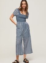 Women Multi Pepe Jeans Long Checkered Print Jumpsuit 60J40185