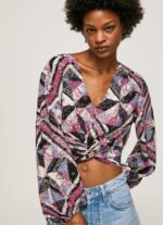 Women Multi Pepe Jeans Paisley Print Cropped Fit Top 60J40377 - Image 3