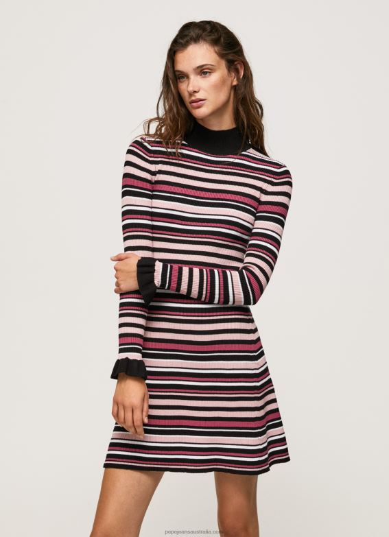 women_multi_pepe_jeans_short_striped_knit_dress_60j40174.jpg Women Multi Pepe Jeans Short Striped Knit Dress 60J40174 - Image 1