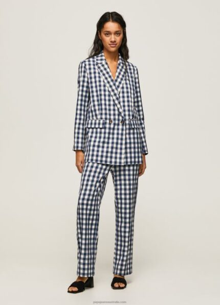 Women Multi Pepe Jeans Straight Gingham Checkered Trousers 60J40290