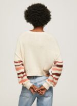 Women Multi Pepe Jeans Striped Print Cotton Sweater 60J40236 - Image 4