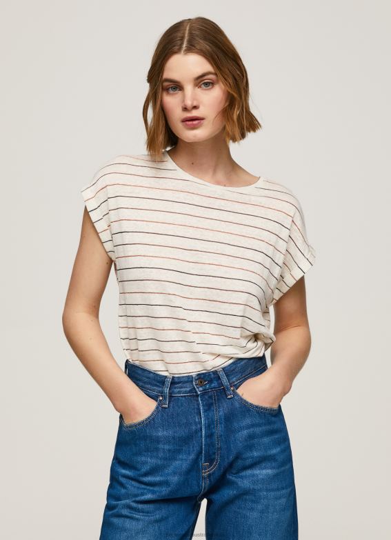 women_multi_pepe_jeans_striped_print_linen_t_shirt_60j40447.jpg Women Multi Pepe Jeans Striped Print Linen T-Shirt 60J40447 - Image 1