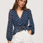 Women Multi Pepe Jeans V-Neckline Cropped Fit Top 60J40358