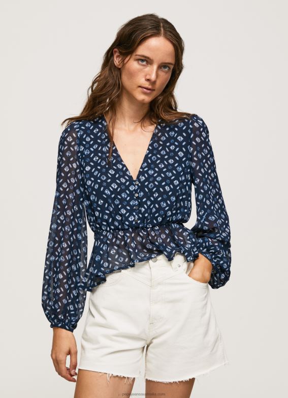 women_multi_pepe_jeans_v_neckline_cropped_fit_top_60j40358.jpg Women Multi Pepe Jeans V-Neckline Cropped Fit Top 60J40358 - Image 1