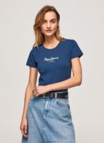 Women Navy Pepe Jeans Basic Logo T-Shirt 60J40470 - Image 2